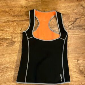 neoprene tank small sexy scuba diver chic Saunatek women’s tight fit black vest